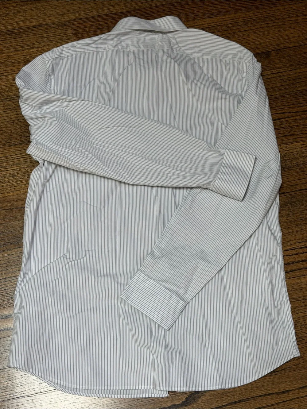 Banana Republic Wrinkle Resistant Slim Fit White Gray Stripe Dress Shirt Large